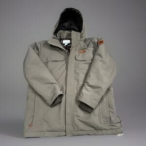 Columbia Omni-Tech Omni-Heat Men’s XL Hooded Waterproof Winter Jacket Gray READ